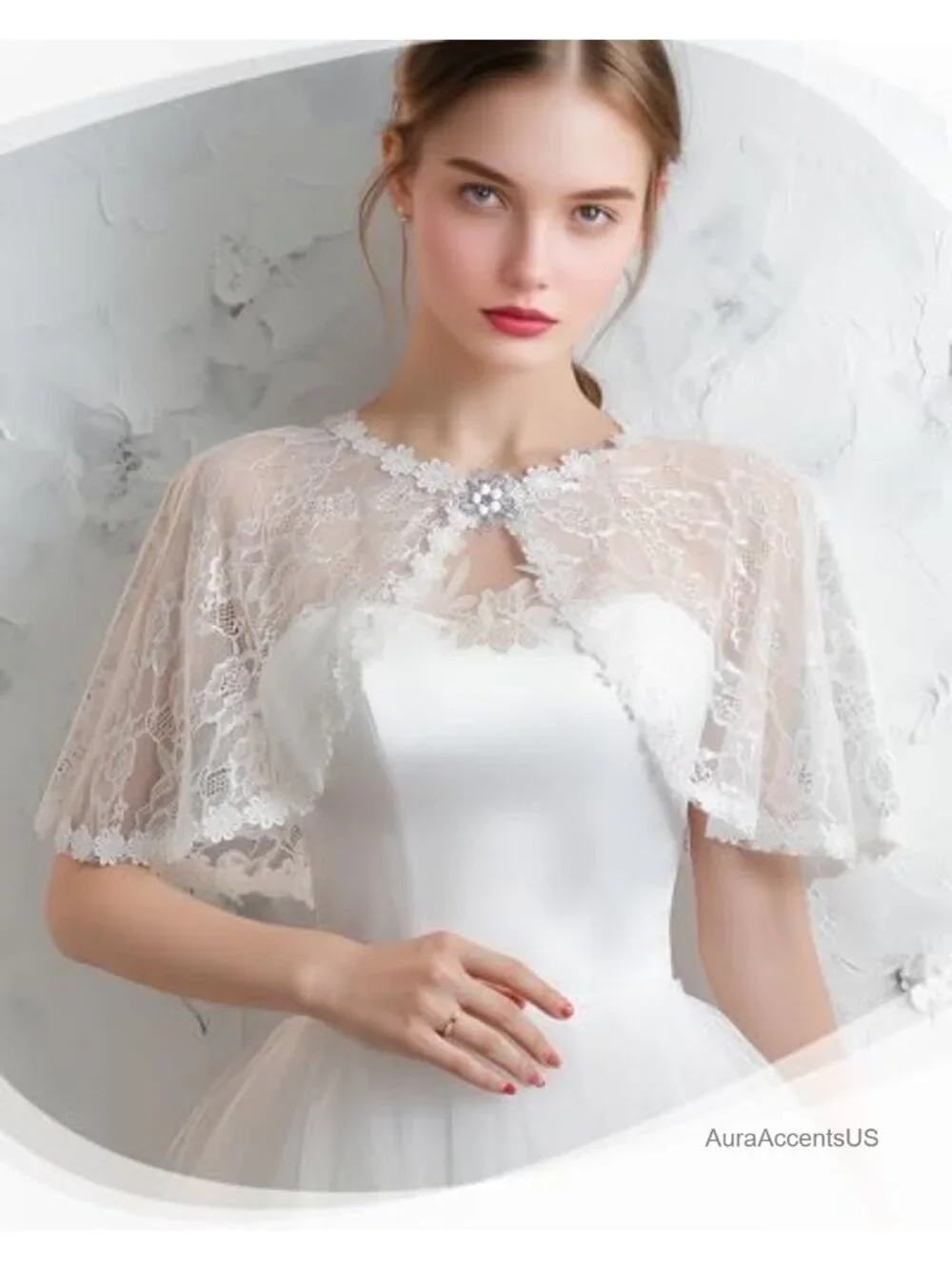 Elegant Lace Cape Shawl Wrap for Bridal Evening Dresses